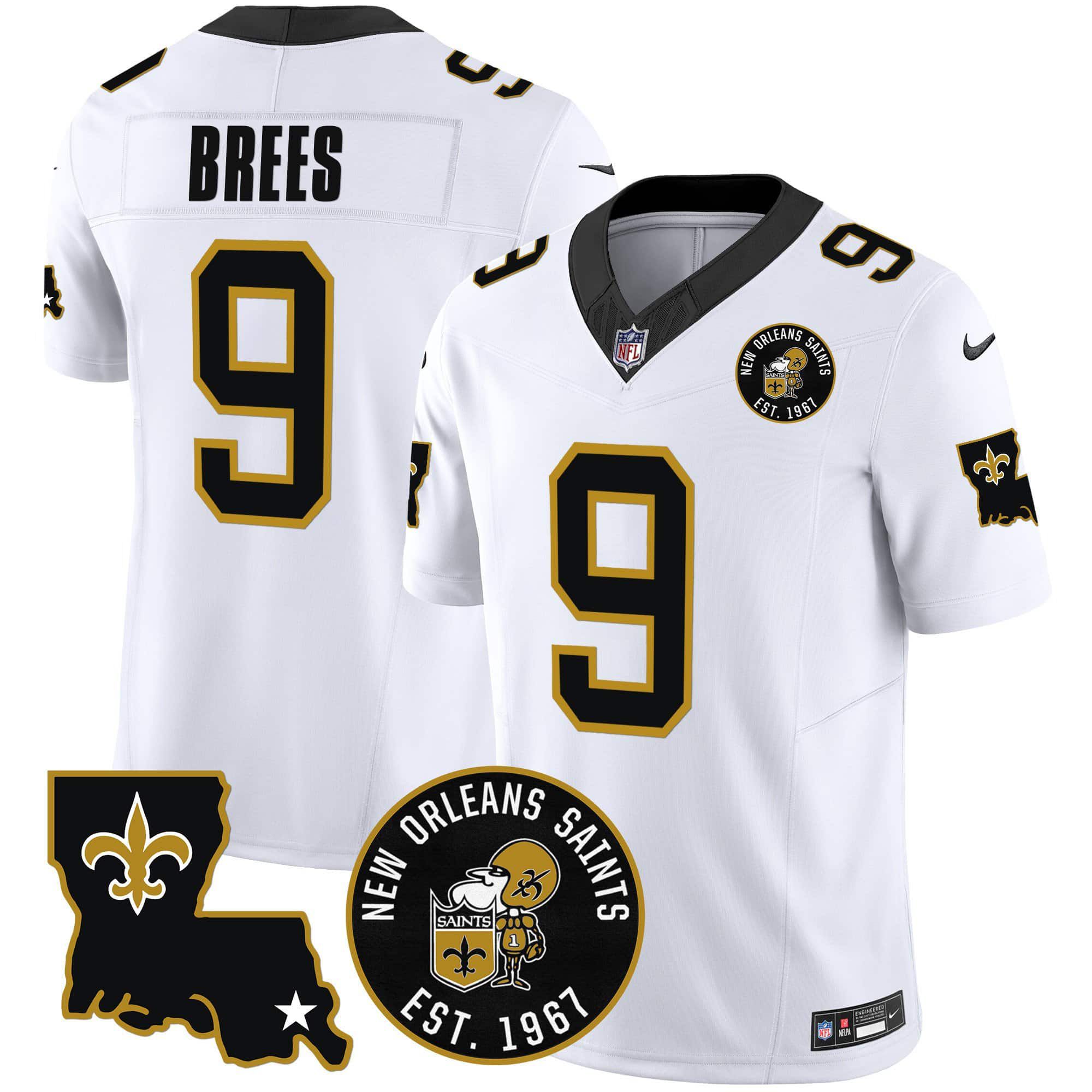 Men New Orleans Saints #9 Brees White 2024 Nike 1967 Patch Vapor Limited NFL Jersey->indianapolis colts->NFL Jersey